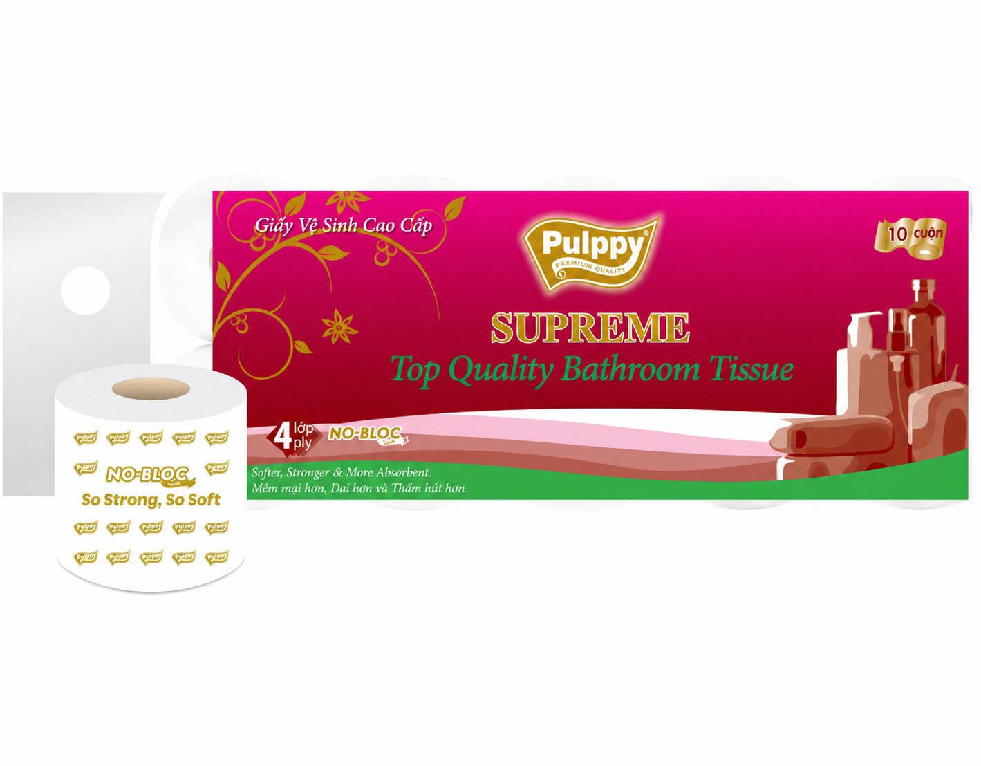 Giấy vệ sinh Pulppy Supreme 4 lớp 10 cuộn